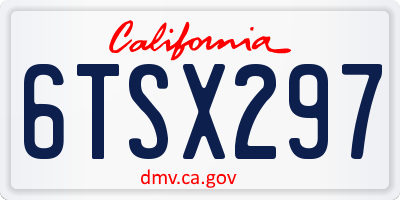 CA license plate 6TSX297
