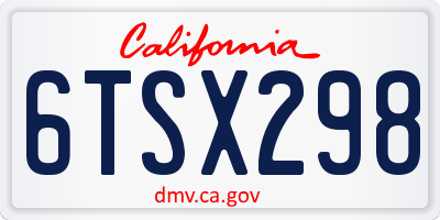 CA license plate 6TSX298
