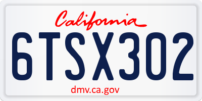 CA license plate 6TSX302