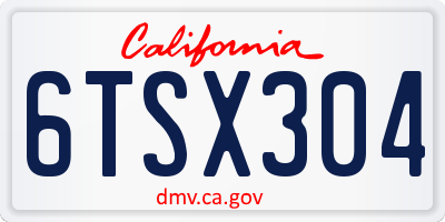 CA license plate 6TSX304