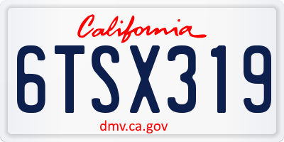 CA license plate 6TSX319