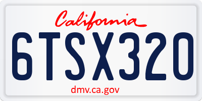 CA license plate 6TSX320