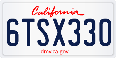 CA license plate 6TSX330
