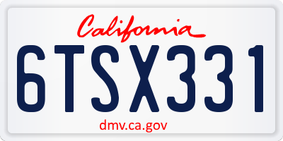 CA license plate 6TSX331