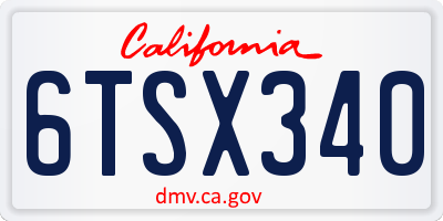 CA license plate 6TSX340