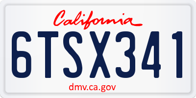 CA license plate 6TSX341