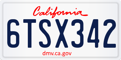 CA license plate 6TSX342