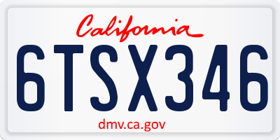 CA license plate 6TSX346