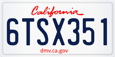 CA license plate 6TSX351