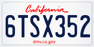 CA license plate 6TSX352