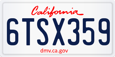 CA license plate 6TSX359