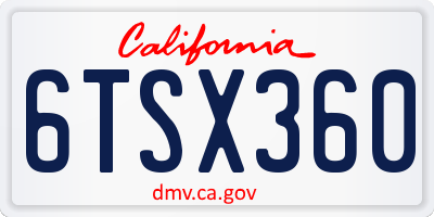 CA license plate 6TSX360