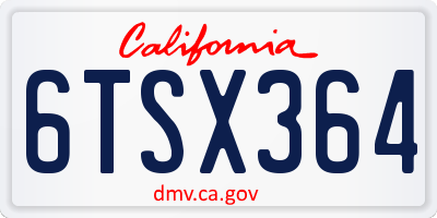 CA license plate 6TSX364