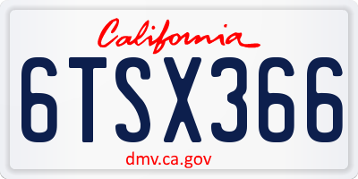 CA license plate 6TSX366