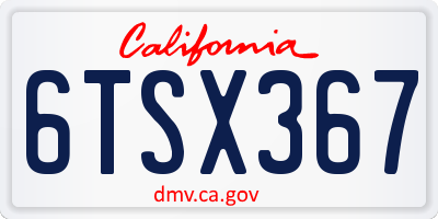 CA license plate 6TSX367