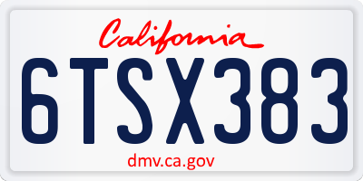 CA license plate 6TSX383