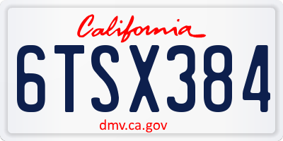 CA license plate 6TSX384