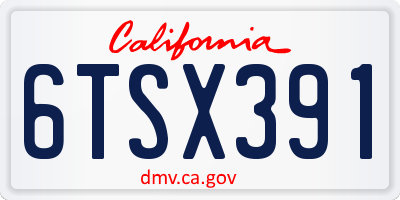 CA license plate 6TSX391