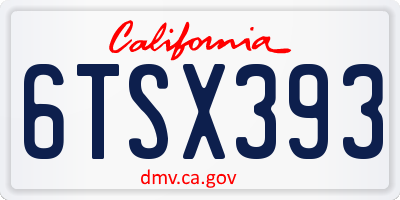 CA license plate 6TSX393