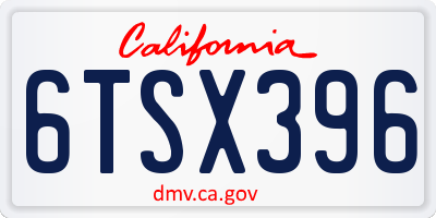 CA license plate 6TSX396
