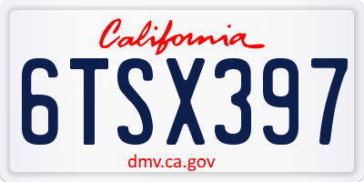 CA license plate 6TSX397