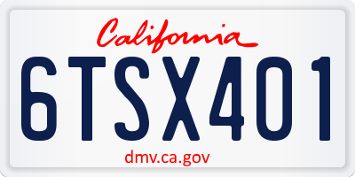 CA license plate 6TSX401