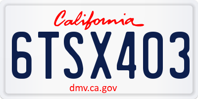 CA license plate 6TSX403