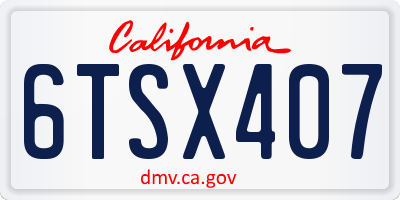 CA license plate 6TSX407