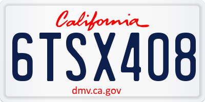 CA license plate 6TSX408
