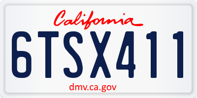 CA license plate 6TSX411