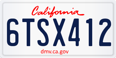 CA license plate 6TSX412