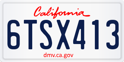 CA license plate 6TSX413