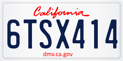 CA license plate 6TSX414