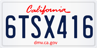 CA license plate 6TSX416