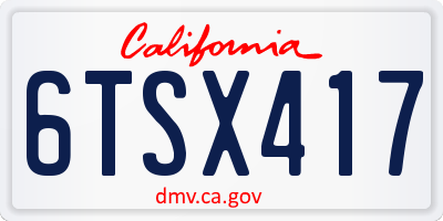 CA license plate 6TSX417