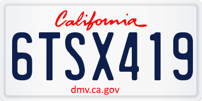 CA license plate 6TSX419