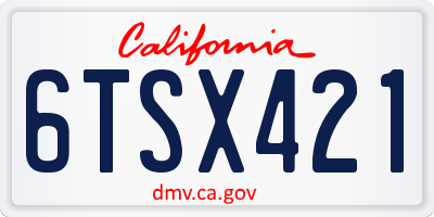 CA license plate 6TSX421