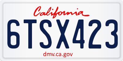 CA license plate 6TSX423
