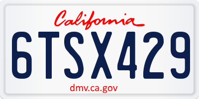 CA license plate 6TSX429