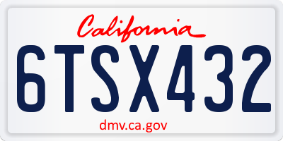 CA license plate 6TSX432