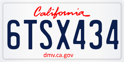 CA license plate 6TSX434