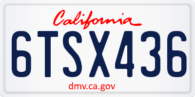 CA license plate 6TSX436