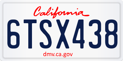 CA license plate 6TSX438