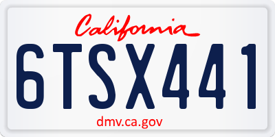 CA license plate 6TSX441
