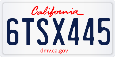 CA license plate 6TSX445