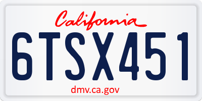 CA license plate 6TSX451