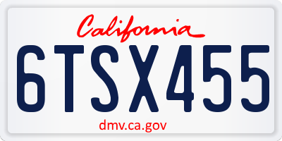 CA license plate 6TSX455