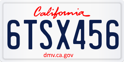 CA license plate 6TSX456