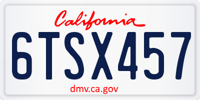 CA license plate 6TSX457