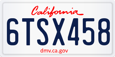 CA license plate 6TSX458